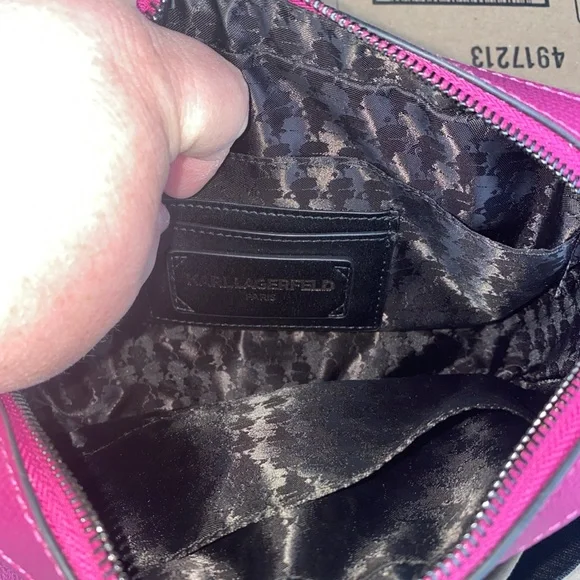 Karl Lagerfeld Fuchsia Crossbody Bag with Cat and Character Design NWOT - Picture 5 of 6